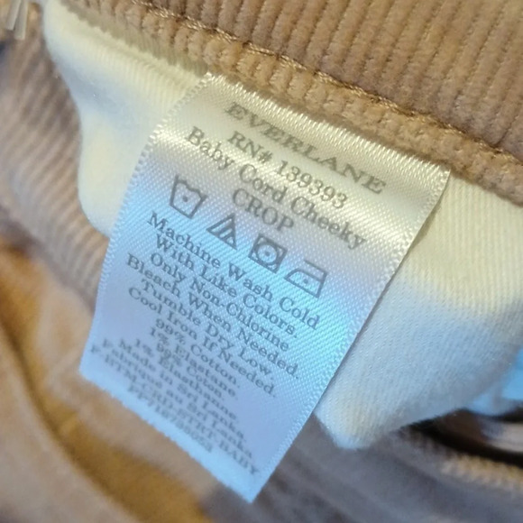 Everlane Tan Corduroy Baby Cord Cheeky Crop Straight Leg A12 - Picture 5 of 6